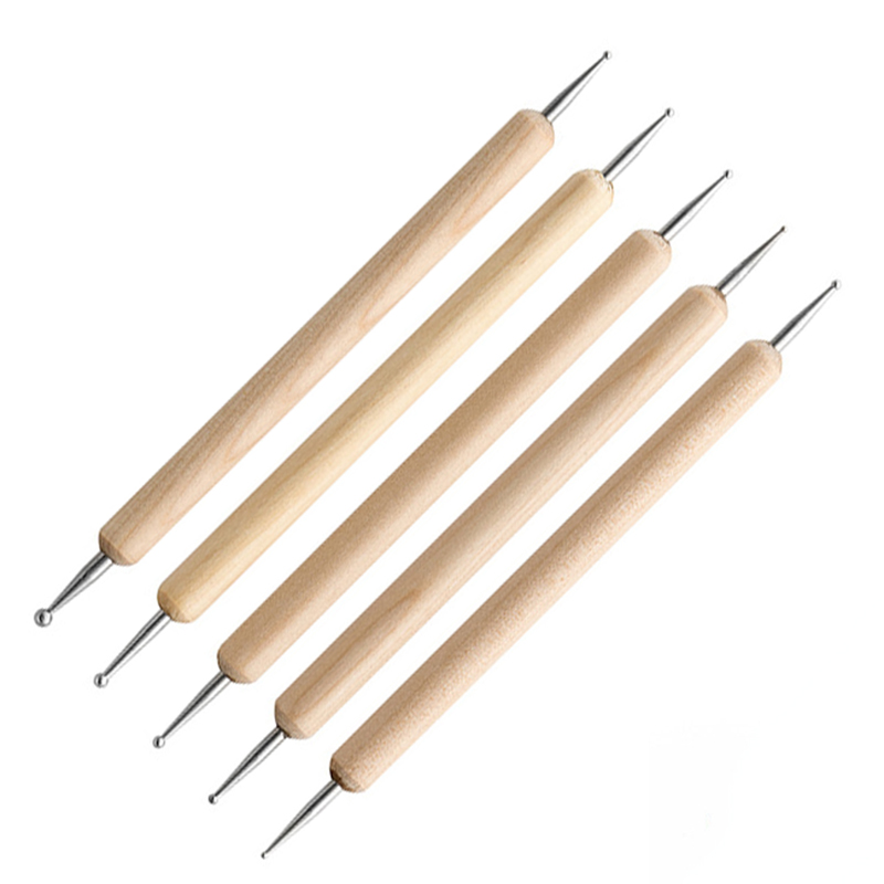 Nail Art Dotting Tool - 5/6 Stuks Diy Houten Nagel Klei
