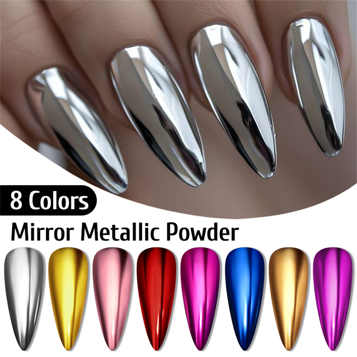 Nail Glitter Chrome - Metaalachtig goud zilver spiegelpoeder nagelglitter roségoud