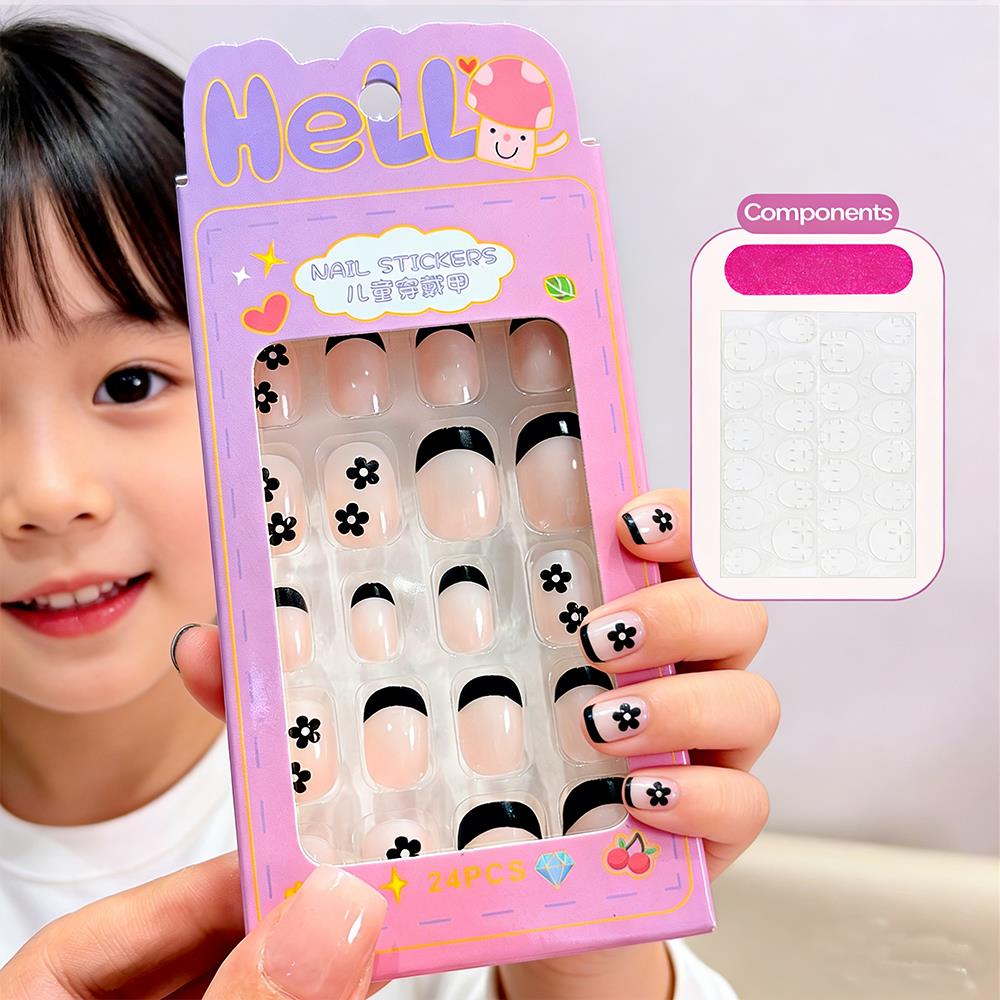 Nail Art Press On - 24 stuks/doos Cartoon Kinderen Opdruk Nagels