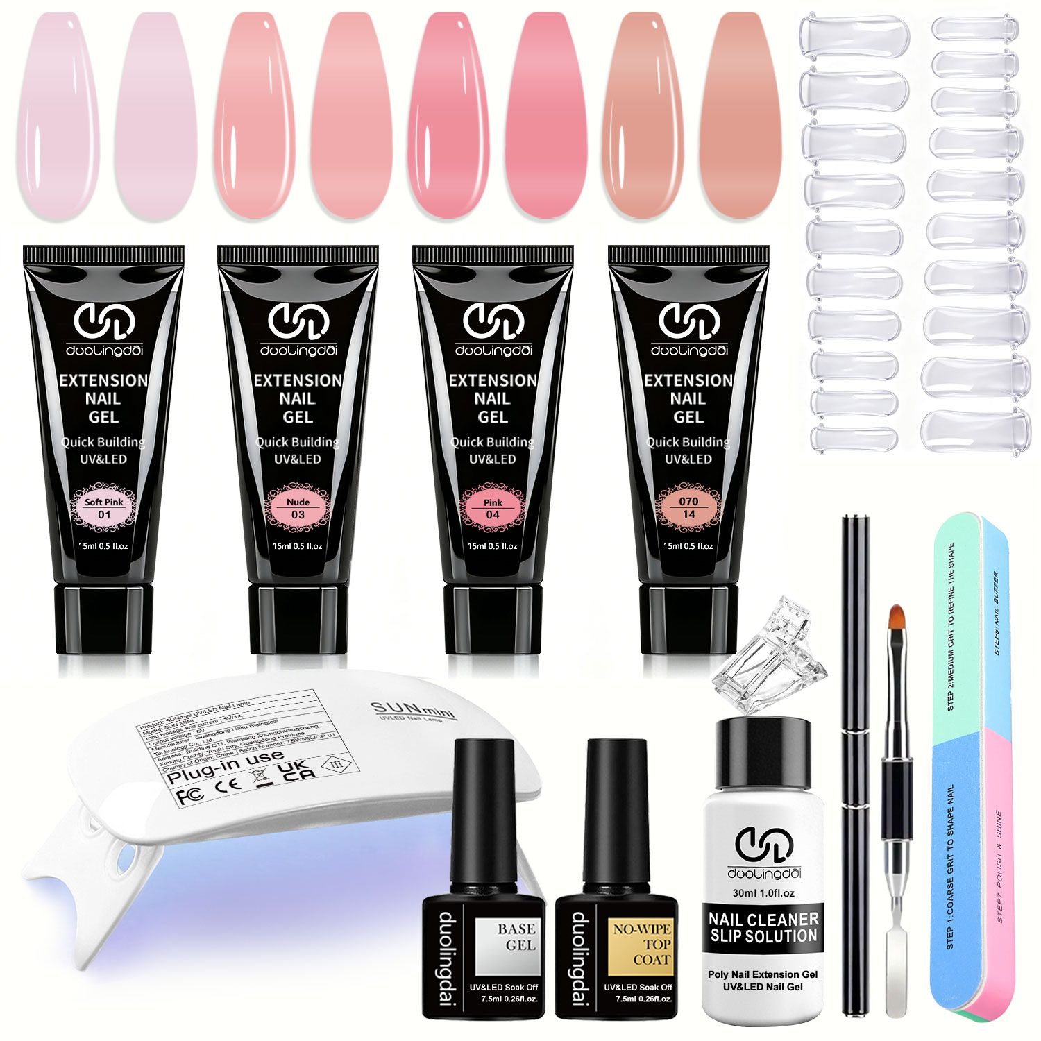 Polygel Nail Kit - Duolingdai 4 Kleuren Poly Nagelverlengingsgel +