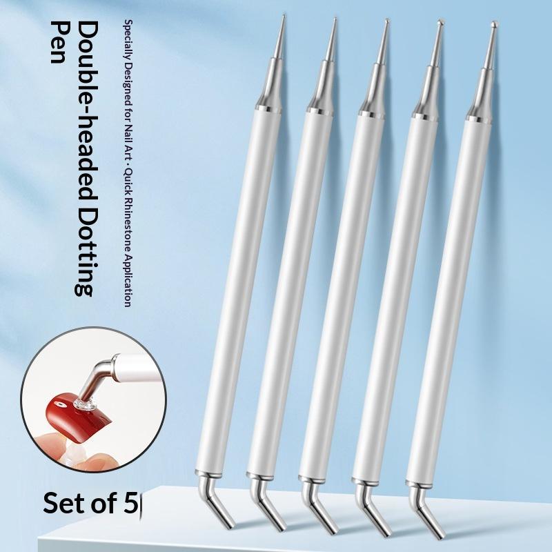 Nail Art Dotting Tool - 5 stuks Dual-ended Rhinestone Gems Picker