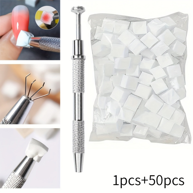 Nail Art Pinterest - 50 mini-sponsblokjes met 1 pincetgrijper, nagelkleurspons