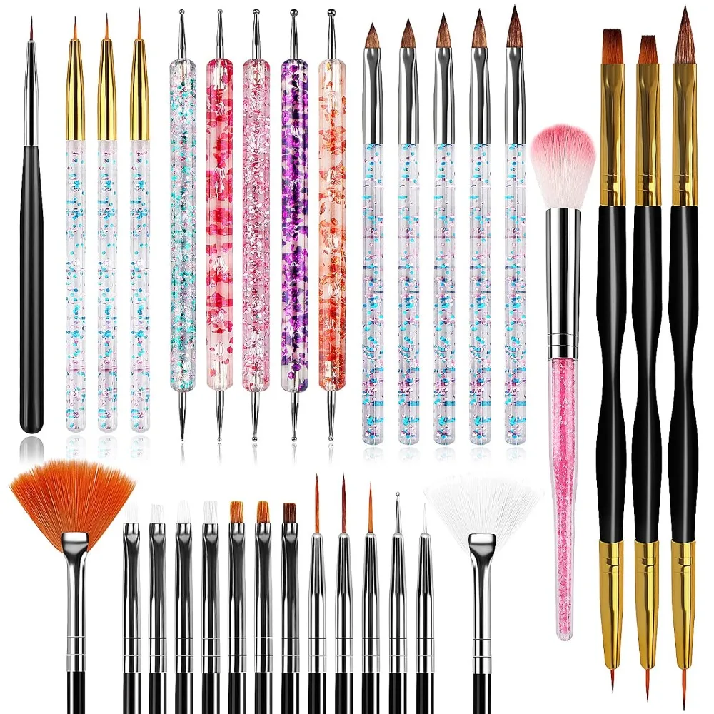 Nail Art Dotting Tool - 32 stuks nagelkunstborstels, acrylborstel, liner-dotting tools