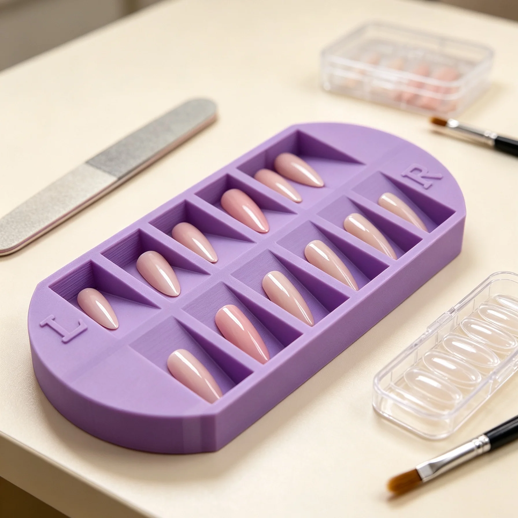Nail Art Pinterest - 8-vakjes nageltip opbergbak met L/R-markering, valse