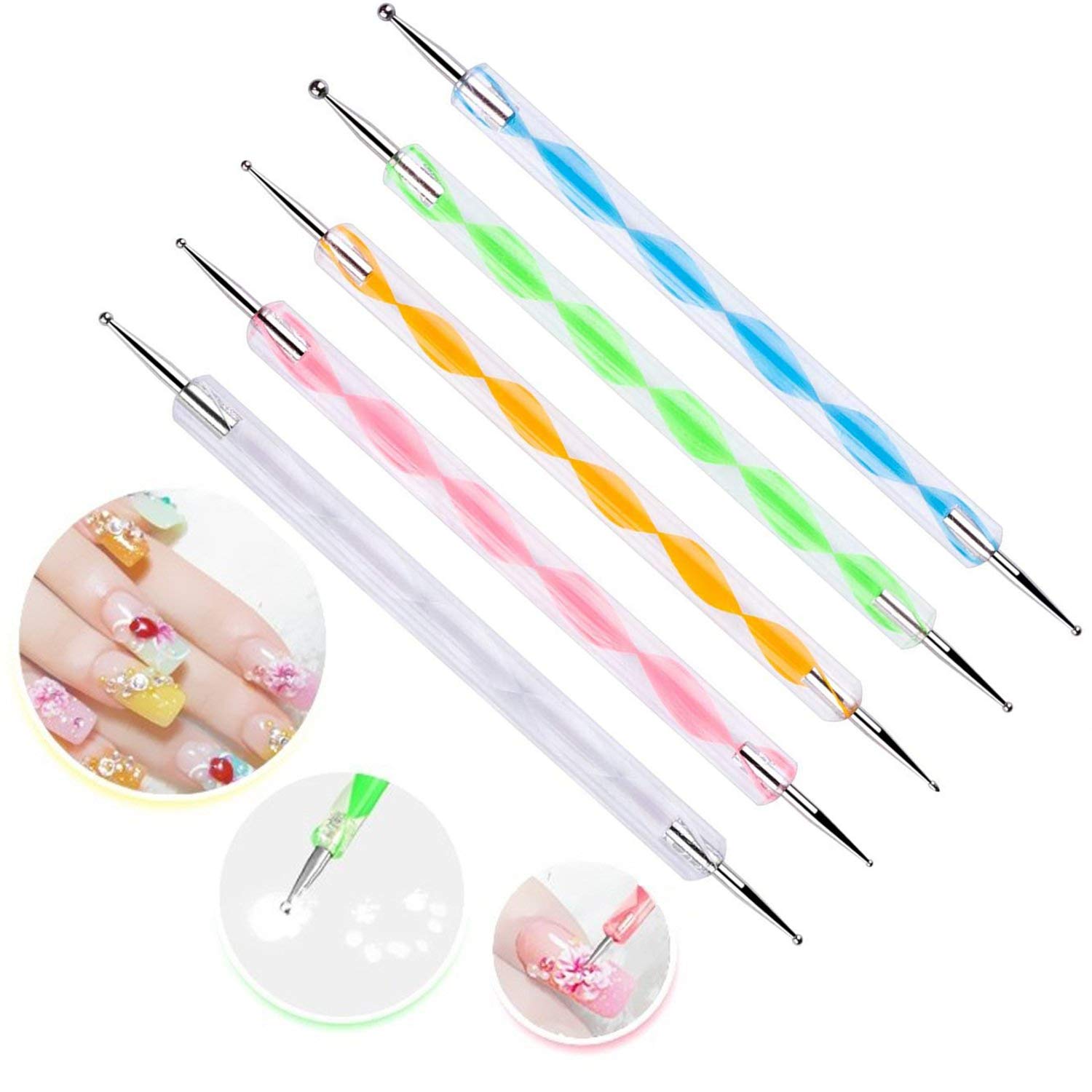 Nail Art Dotting Tool - 5 stuks 2-weg stippenpenhulpmiddel Nail Art