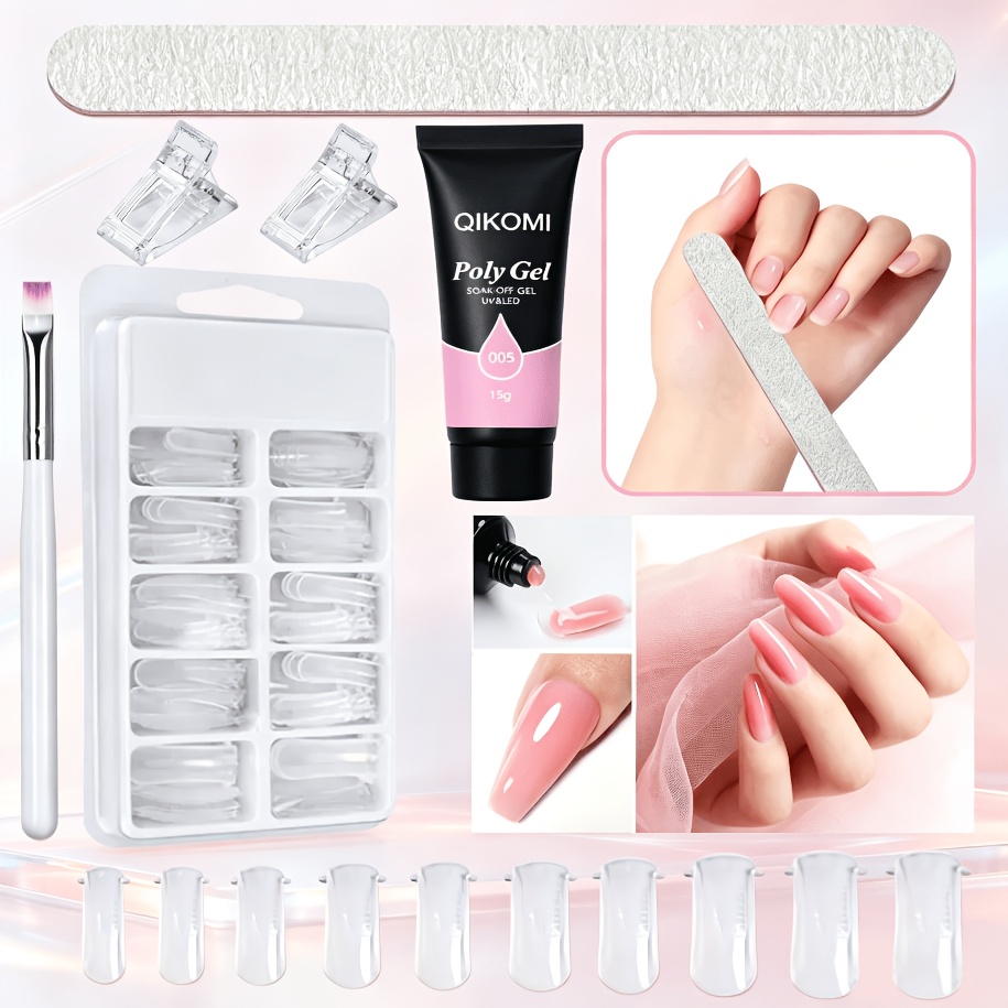 Polygel Nail Kit - QIKOMI Poly Gel Nagelverlengingsset met Dubbelzijdige
