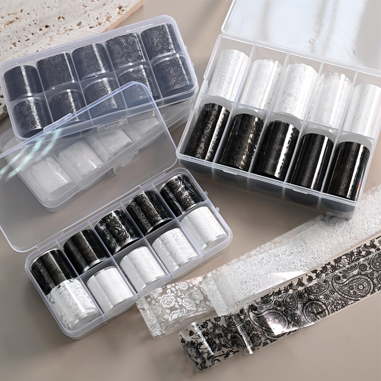 Nail Art Pinterest - 10 stuks wit zwart kant nagels