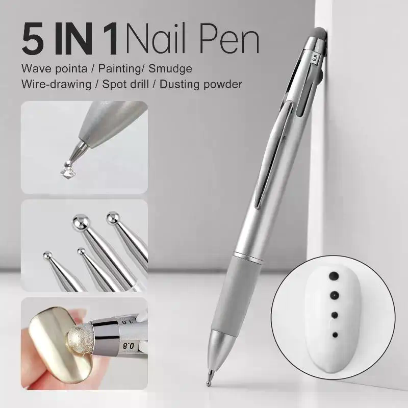 Nail Art Dotting Tool - 5-in-1 nagelkunst stippen-schildergereedschap, nagelpuntboorpen, stippenapparaat voor