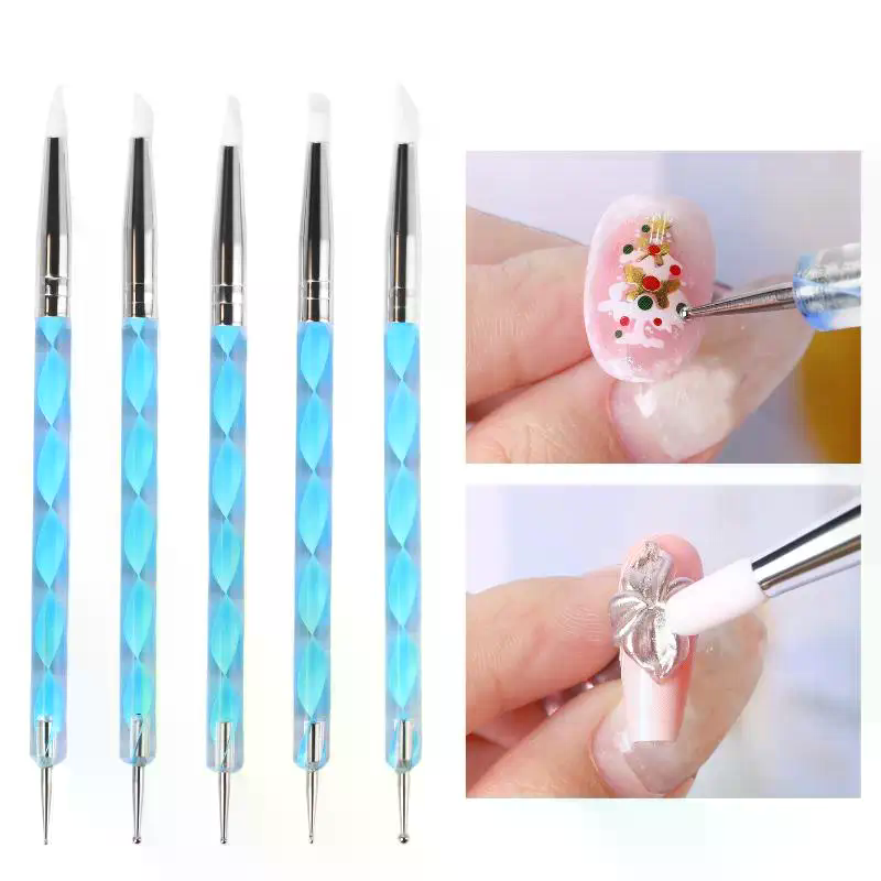 Nail Art Dotting Tool - 5 stuks siliconen klei-sculptuur gereedschap voor