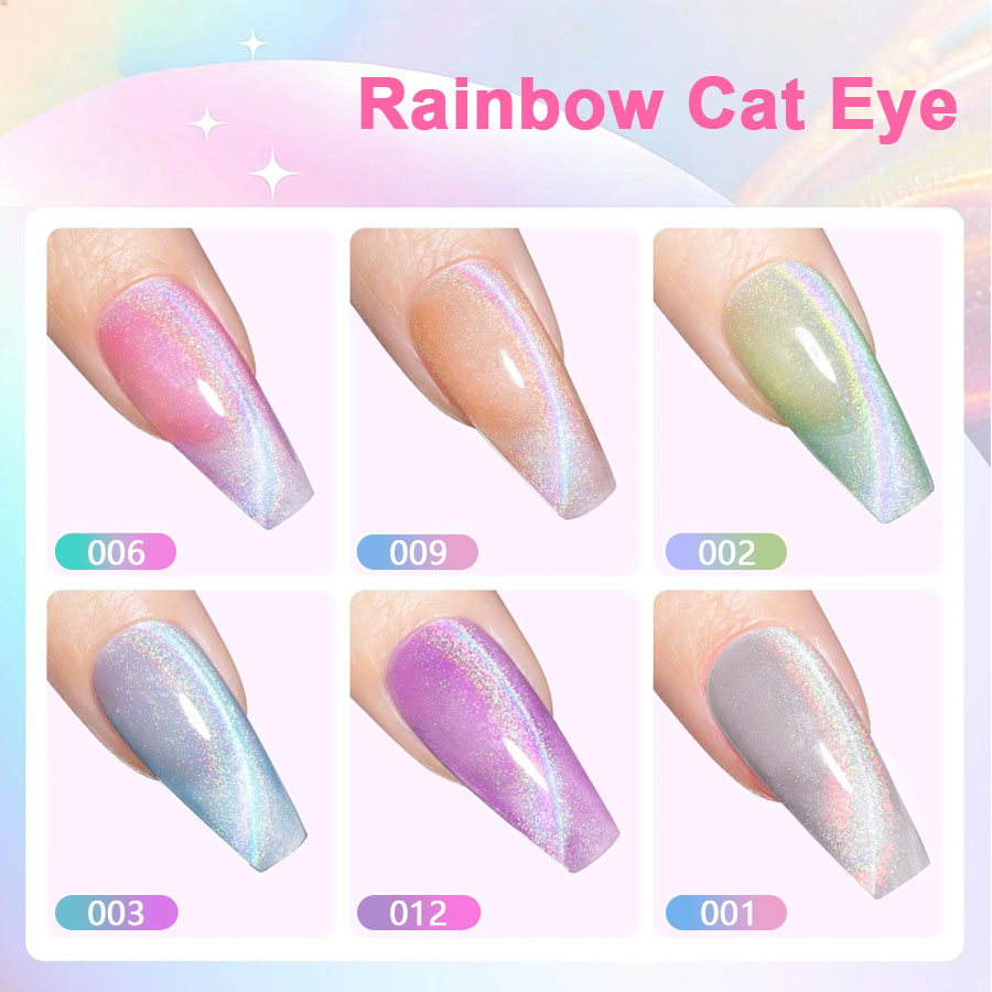 QAZIXU 1/6 Stuks Regenboog Kat - Nail Art Cat Eye Pink recensie en prijs