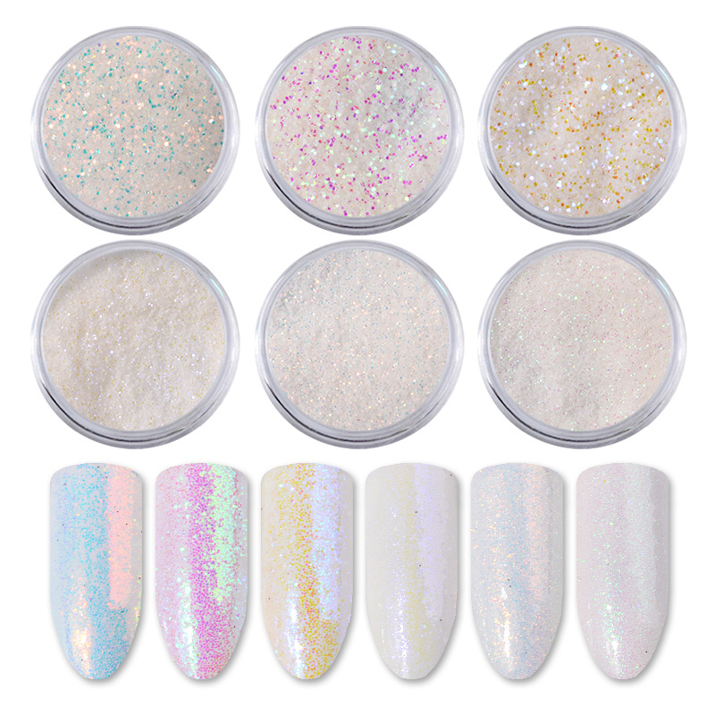 6 Stks/set Eenhoorn Aurora Wit - Nail Glitter Chrome recensie en prijs