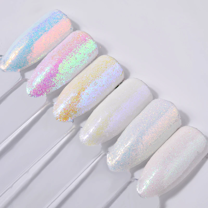 6 Stks/set Eenhoorn Aurora Wit - Nail Glitter Chrome recensie en prijs
