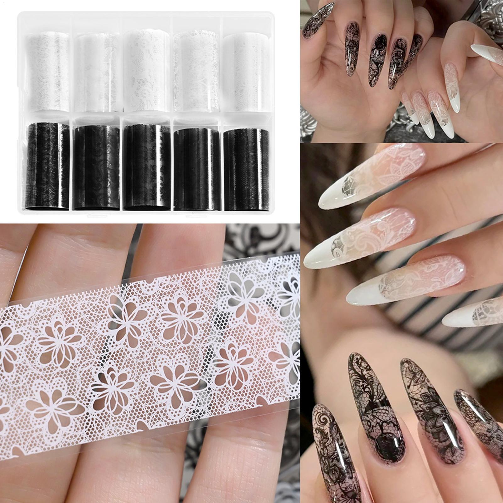 10 stuks wit zwart kant nagels - Nail Art Pinterest recensie en prijs