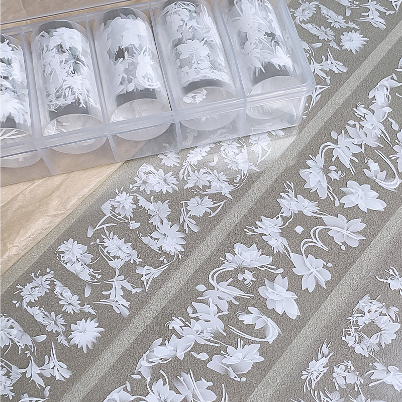 6 rollen/doos Witte Bloemen Na - Nail Art Pinterest recensie en prijs