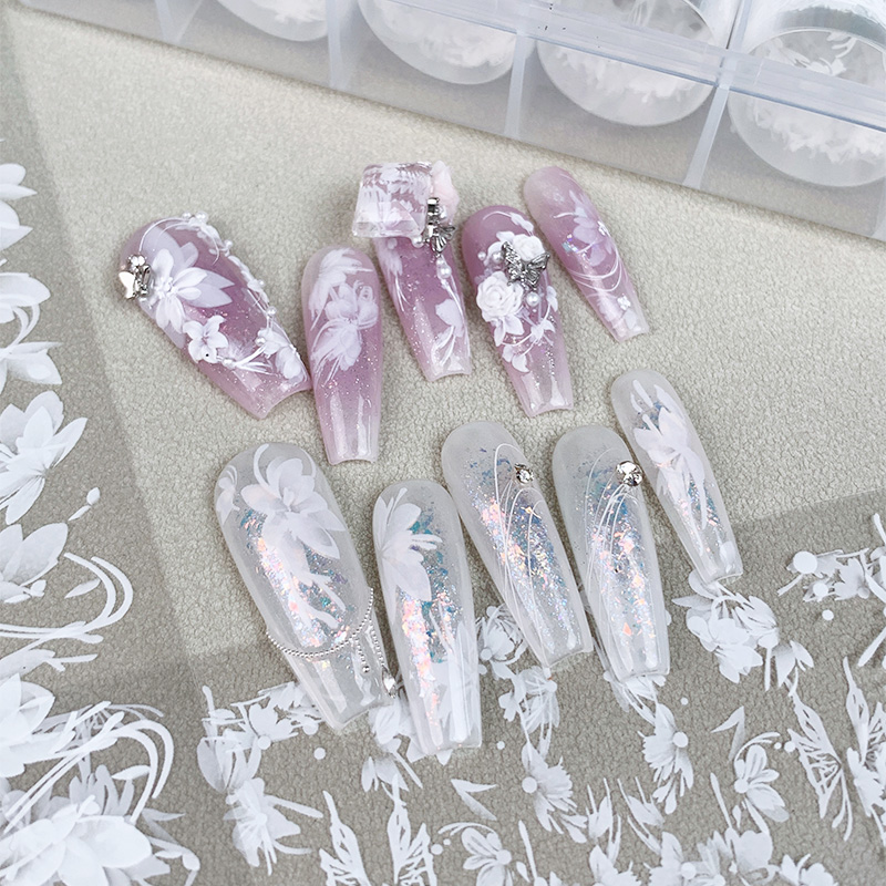 6 rollen/doos Witte Bloemen Na - Nail Art Pinterest recensie en prijs