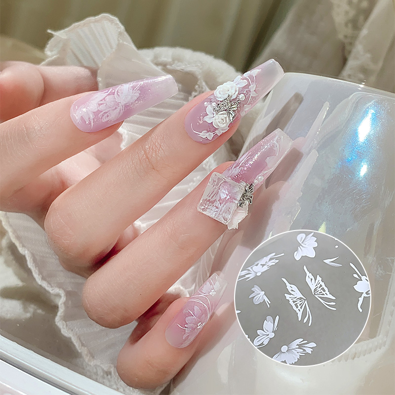 6 rollen/doos Witte Bloemen Na - Nail Art Pinterest recensie en prijs