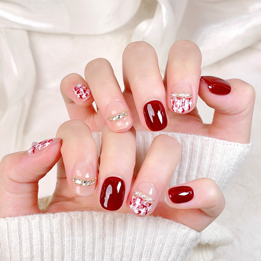 10 stuks korte vierkante ronde - Nail Art Press On recensie en prijs