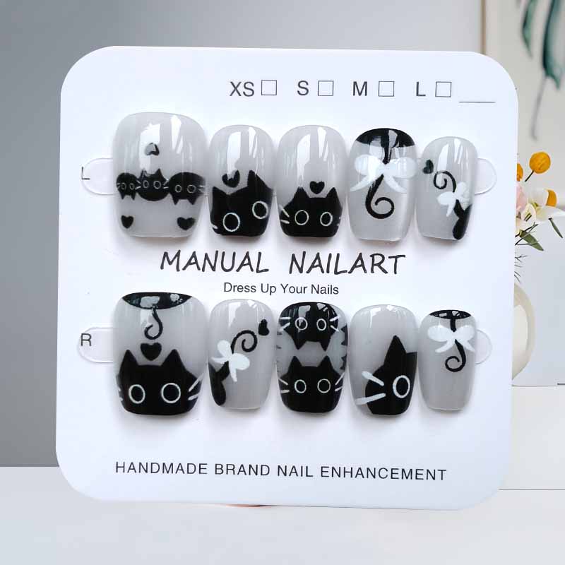 10 stuks leuke cartoon zwarte  - Nail Art Cat Eye Pink recensie en prijs